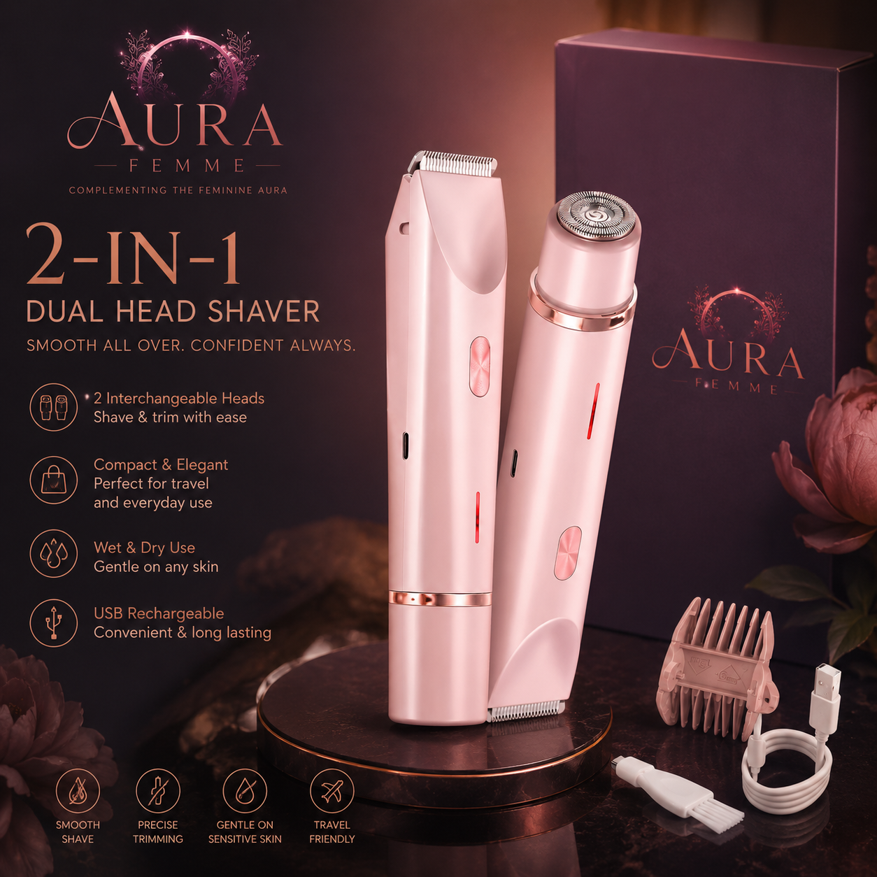 Aura Femme™ LuxeSmooth Pro & Luxe Precision Tweezer